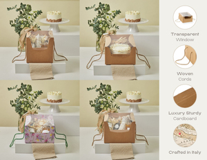 Boîtes à gâteaux en papier kraft avec fenêtre transparente et poignées pour boulangerie, présentation de cadeaux, transport de gâteaux, pâtisserie, à emporter - Product Image 3