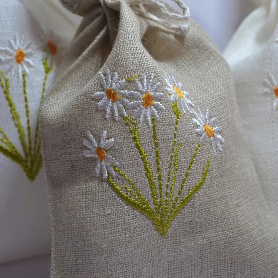 Hand Embroidered Linen Bag With Embroidery Different Colors Linen Backpack 100% Soft Washed Linen OEM Made In Vietnam