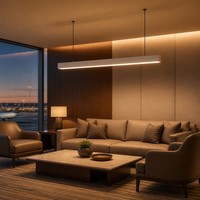 Luminaire suspendu linéaire LED en aluminium de 1200 mm pour salon VIP d'aéroport, 3000K, dimmable, lumière chaude, lampe de plafond