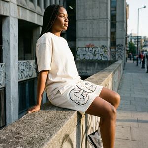 Shorts Bermuda en Coton Épais Personnalisés pour Femmes Logo Streetwear Déchiré Coupe Classique Taille Élastique Taille Haute Écologique - Product Image 4