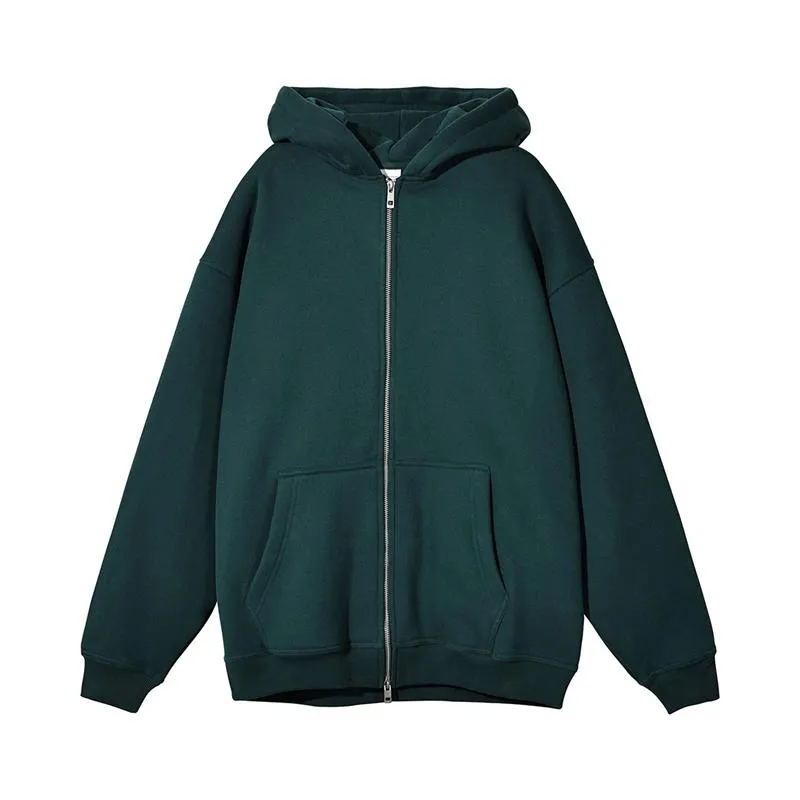 wholesale 400gsm cotton fleece full double zip up hoodie no drawstring hoodie zipper hoodia black zip up hoodie customized