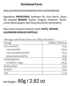 Pistachos Tostados y Pelados Artesanales Franceses Finuts, Especias Zaatar de Alta Calidad, Paquete de 80g, Sin Aceite de Palma, Sin Aditivos, Sabor Intenso - Product Image 3