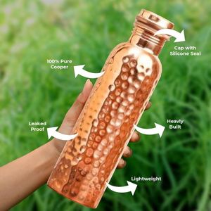 Premium Quality 500ml <b>Copper</b> <b>Water</b> <b>Bottle</b> Handmade with Hammered Finish Ergonomic Design for Better Grip Hydration Accessory - Product Image 1
