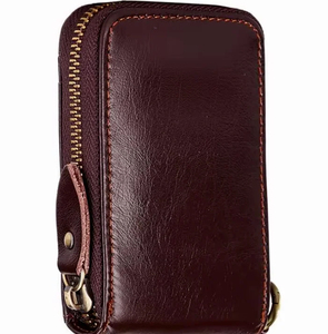 <b>Men's</b> Genuine Leather Slim <b>Wallet</b> With Striped Lining Fold Closure Card Holder Short Length Minimalist Design - Product Image 3