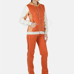 Survêtement à capuche personnalisé pour femmes 100% coton respirant léger motif solide hiver ensemble extérieur quantité minimale de commande bas Logo de couleur personnalisé - Product Image 4