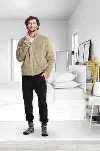 Veste polaire douce pour homme OEM, fermeture éclair intégrale, col montant, coupe-vent, écologique, respirante, poches avant - Product Image 3