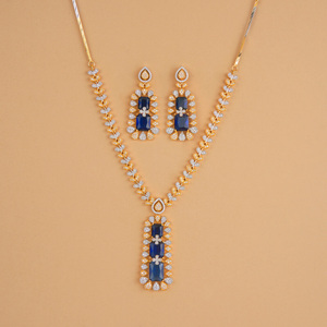 Classic Cubic Zirconia Necklace Set Two Tone Plating Fashion Jewellery for Anniversaries Princess Cut Claw Setting Exported - Product Image 1