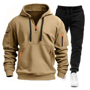 Ocio Fitness Sports Suit Hombres Nueva primavera y otoño Multi-Bolsillo Cremallera Sudadera con capucha + Pantalones de chándal Conjunto de jogging de dos piezas coreano - Product Image 3