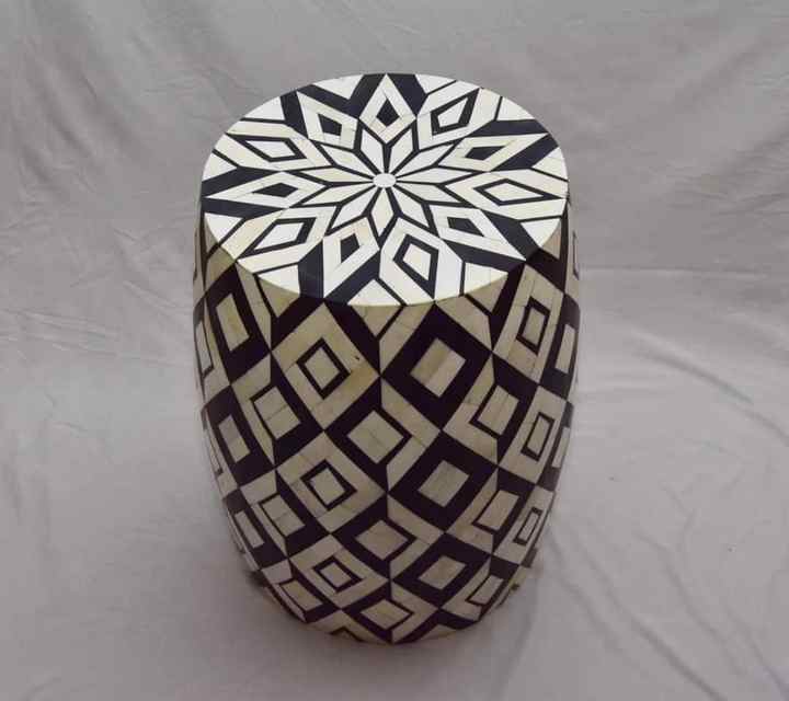 Bone Inlay Console Table Stool and Side Table Round Design Bone Inlay Coffee Table Unique Home Decor Stool at Affordable Table
