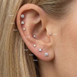 <span class=keywords><strong>Orecchini</strong></span> a perno unisex in argento sterling 925 stile minimalista Ins, con moissanite a 4 griffe incastonata a castone, 2mm 3mm 4mm - Product Image 3