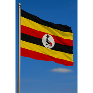 Drapeau d'Uganda pour l'extérieur, imprimé numériquement, avec mât en aluminium et fibre de verre, bannières en soie et polyester pour l'affichage - Product Image 2