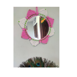 Top Arrivées Macramé Mur Monté Miroir À La Mode Looks Finition Naturelle Décoration De Noël Pour Salon Ménage Conception - Product Image 2