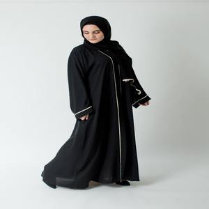 Nouvelles Abayas Noires Unies en Gros – Vêtements Islamiques Simples et Modestes, Robes Musulmanes pour Femmes, Abayas de Dubaï - Product Image 1