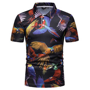 Polo personnalisé pour homme |   T-shirt de golf à imprimé intégral avec motif d'oiseau perroquet tropical |   Vêtements de sport en sublimation, polo, vente en gros, OEM - Product Image 1