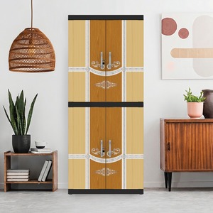 Portable Plastic Wardrobe Storage Cabinet 4 Shelves Flat Panel Doors Eco-Friendly Space Saving for Home Bedrooms Apartments - Product Image 1