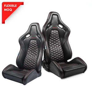 เบาะนั่งรถแข่งทำจาก PU สีดำแบบพรีเมี่ยมพร้อมพนักพิงหลังแบบปรับได้ใส่ได้ทุกรุ่น - Product Image 1