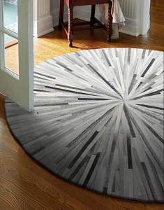 Braided Leather Striped Modern <b>Round</b> <b>Rug</b> Non-Slip & Washable for Living Room Bedroom & Dining Room - Product Image 3