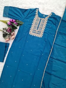 Secuencia de bordado de rayón de moda trabajo Parte superior inferior con ropa de fiesta dupatta precio al por mayor Ropa Étnica - Product Image 2