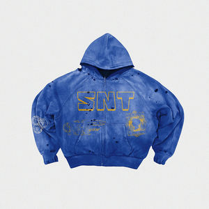 Мужской винтажный спортивный костюм большого размера из 100% хлопка с капюшоном и штанами, уличная одежда в стиле хип-хоп, комплект из двух предметов - Product Image 2