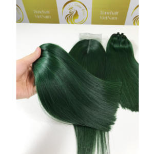 ผมต่อแท้เวียดนามสีเขียวคุณภาพสูง เรมี่ เกรดพรีเมียม แบบเย็บสองชั้น ความยาว 10 นิ้ว ขายดีมาก - Product Image 3