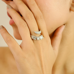 Bague de luxe magnifique et étincelante en diamant 100% naturel, bijoux de mariée audacieux pour femmes, en or blanc véritable K14 - Product Image 4