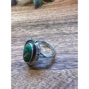 Bague en argent sterling plaqué or rose avec turquoise Navajo, sertie de diamants ovales taille 7.25, élégante en acier inoxydable, cadeau idéal - Product Image 3