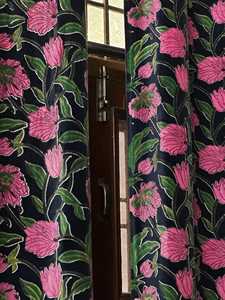 Vintage Style Cotton Velvet Curtain Floral Design Blue Boho Drapes Velvet Style Cotton Luxury Cotton Velvet Vintage - Product Image 6