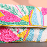 Pochette en coton doux pour femmes de luxe en gros fait à la main élégant multicolore perles de verre plumes à la mode par glowin fashion