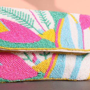 Bolso de mano de algodón suave de lujo para mujer al por mayor hecho a mano elegante cuentas de cristal multicolor plumas de moda por glowin fashion - Product Image 3