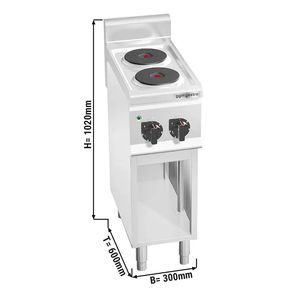Table de cuisson électrique - 4 kW - 2 plaques - avec étagère inférieure ouverte - Product Image 2