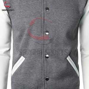 Blouson universitaire personnalisé pour homme, chaud, hiver, style baseball, manches en cuir de mouton, logo brodé, boutons, pour lycée - Product Image 6