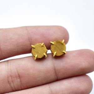 Pendientes de tuerca con ojo de tigre, pendientes de piedras preciosas en bruto para mujer, hechos a mano, chapados en oro, regalo de San Valentín - Product Image 3