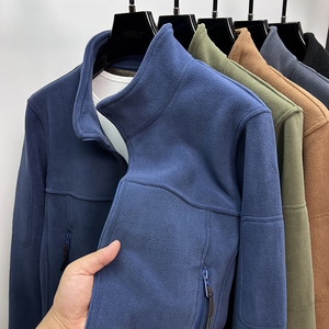 Pull à capuche thermique unisexe pour l'extérieur en polaire pour la randonnée et le camping personnalisé OEM ODM vente en gros de motifs solides - Product Image 3