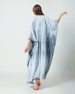 Women's Eco-Friendly Tie-Dye Maxi Robe Kimono Dress Latest Arrival Long <b>Beach</b> Bikini Cover Free Size Summer Vacation Holiday - Product Image 2
