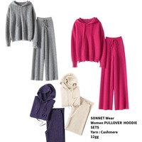 Ensembles de survêtements 2 pièces pour femmes en cachemire tricoté épais et chaud, pulls à col roulé amples et pantalons à jambes larges