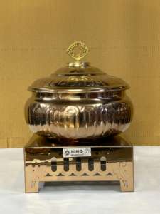 ซุป Chafer คุณภาพสูงฝาแก้วสแตนเลสกระจกตกแต่งทองอุ่นอาหารม้วนด้านบนเตาบุฟเฟ่ต์ chafing จาน chaf - Product Image 5