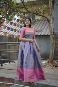 Chanderi Tissu Entièrement Flair Anarkali Robe Rose Traditionnelle Fête Porter avec Long Designer Weave Dupatta - Product Image 4