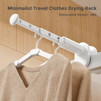 Séchoir à linge de voyage rétractable en ABS avec 5 crochets, pinces coupe-vent, pliable, portable, compact, pour salle de bain, logo personnalisé, vente en gros, OEM