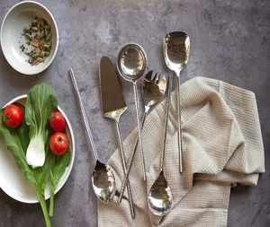 Brass Twisted Middle with Handmade Design Cutlery Set Stainless Steel Index Flatware Set Spoon <b>Fork</b> Gold Rose Gold Silver Cutler - Product Image 4
