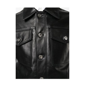 Chaqueta de carreras de motos de cuero negro para hombre con capucha extraíble Chaqueta de cuero para hombre - Product Image 5