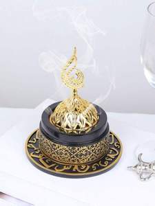 Hochwertiges Gold mit Glas basis Bakhoor und Dakhoon & Oud <b>Burner</b> & Nut Server mit Gold Designer Stand fur Servin - Product Image 6