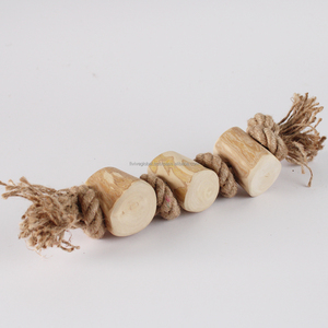 Eco Friendly Coffee Wood Triple Chew Log With Hemp <b>Rope</b> Dog Toy Made By Vietnam Manufacturer For Dental Care And Training - Product Image 4