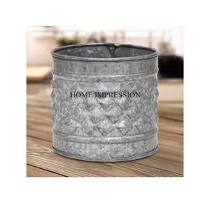 Lot de 5 jardinières et pots galvanisés de forme ronde Jardinières et pots d'intérieur et d'extérieur de qualité supérieure nouvellement arrivés pour les meilleures ventes - Product Image 4