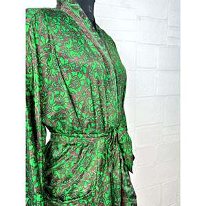 Recycled Vintage Silk Sari <b>Robe</b> Boho Floral Print Dressing Gown <b>Beach</b> Coverup or Bridesmaid Anniversary Gift - Product Image 5