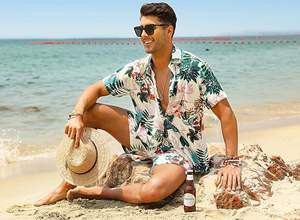 ชุดลำลองสไตล์ฮาวายสำหรับผู้ชาย เสื้อโปโลคอซิป ¼ ระบายอากาศ ไม่ยับ กางเกงขาสั้นทรงกลาง ใส่สบาย เหมาะสำหรับเล่นกีฬาและใส่เที่ยว - Product Image 4