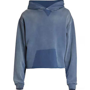 Wholesale Price Breathable Blank Oversized Distressed <b>Hooded</b> Terry Custom Acid Wash Cropped Pullover Hoodies for Men - Product Image 3