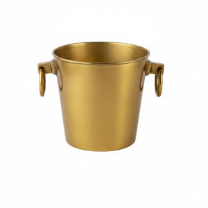 Cubetas de Hielo de Latón de Lujo con Acabado Dorado para el Hogar, Eventos, Fiestas, Bares, Enfriador de Vino con Asas de Anillo - Product Image 2
