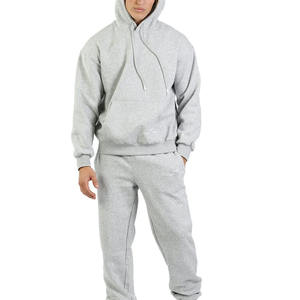 Survêtement d'entraînement en polaire pour hommes, ensemble de deux pièces avec impression solide, survêtement de jogging grande taille pour l'entraînement - Product Image 5