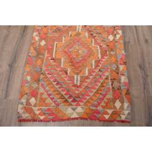 Alfombra Vintage de 3.3x10.1 pies, Alfombra Marroquí Naranja Turca - Product Image 2