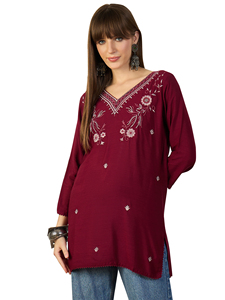 Túnica Corta Kurti de Alta Calidad, Elegante, de Viscosa y Rayón con Bordado de Hilo para Mujer, Ropa Casual, Suministro Mundial - Product Image 5